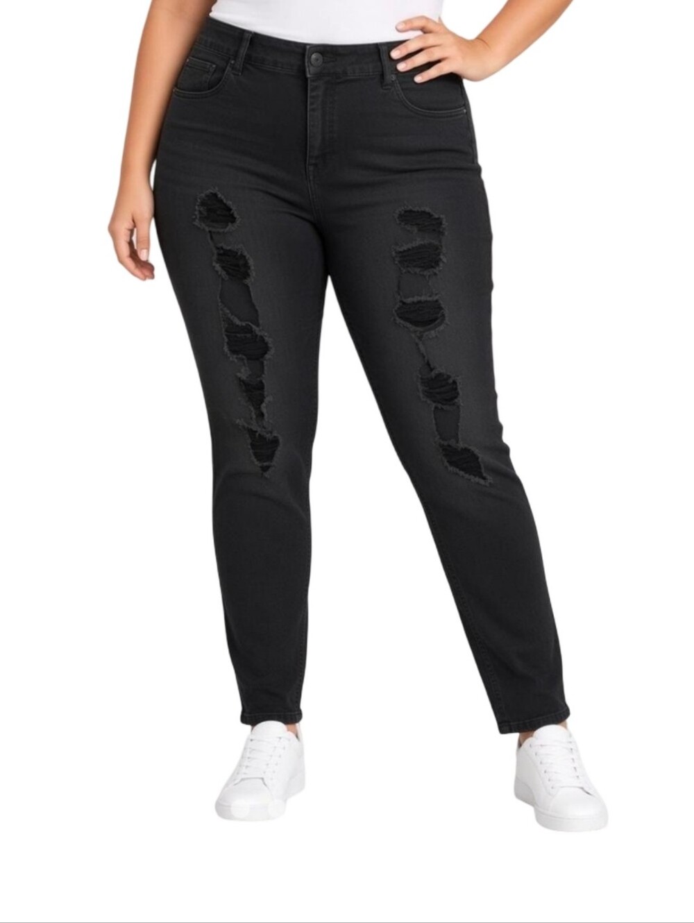 Torrid Super Distressed Black Skinny Stretch Jeans Relaxed Ripped Style Plus 20